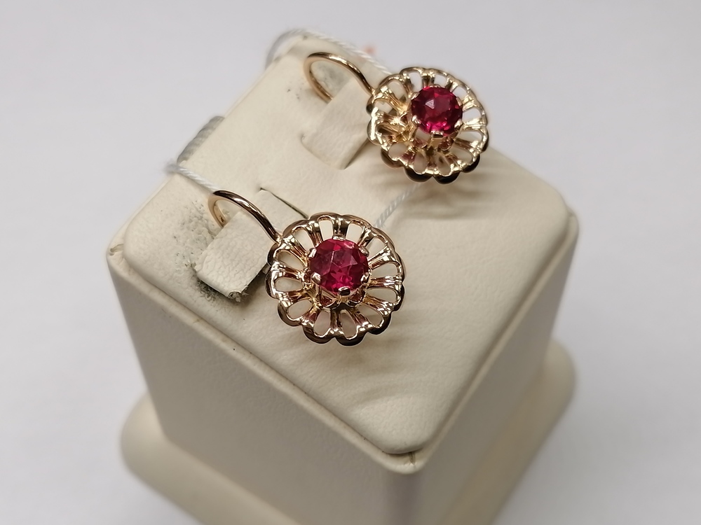 СКМ583 СЕРЬГИ С КАМНЕМ (Au 583)