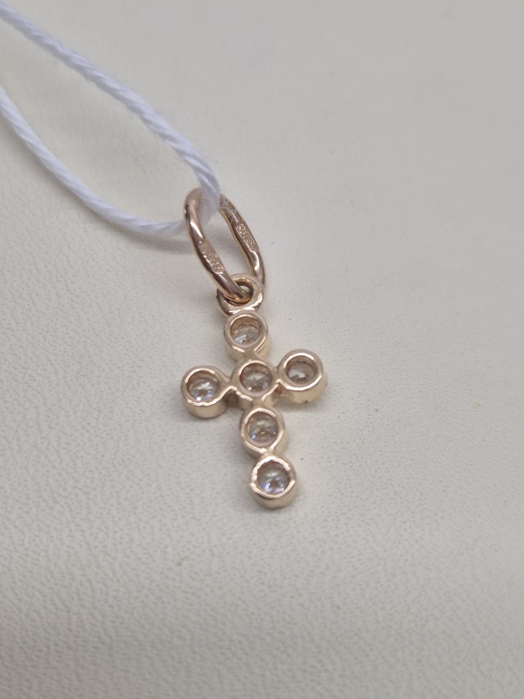 ПОДККИ585 ПОДВЕСКА КРЕСТ С КАМНЯМИ (Au 585)