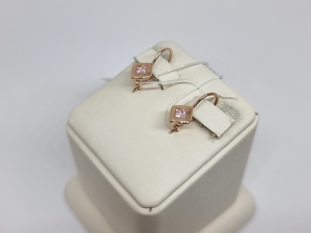 СЕРЬГИ ПЕТЕЛЬКА с камнем (Au 585)