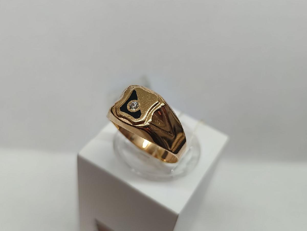 КОЛЬЦО ПЕЧАТКА Эмаль с камнем (Au 585)