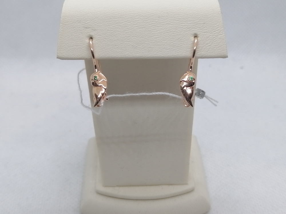 СЕРЬГИ ПЕТЕЛЬКА с камнем (Au 585)