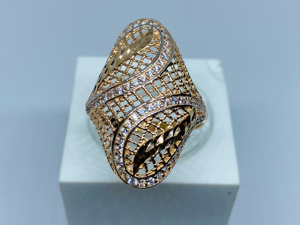 К-232_au КОЛЬЦО С КАМНЯМИ (Au 585)