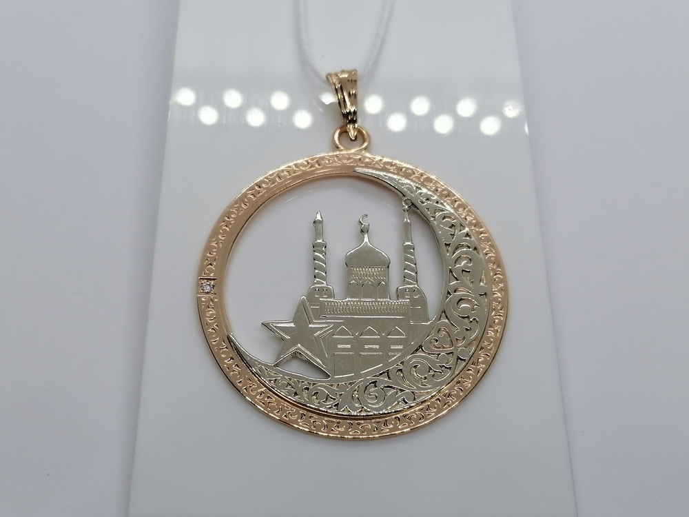 ПОДМКМ585 ПОДВЕСКА МЕЧЕТЬ С КАМНЕМ (Au 585)