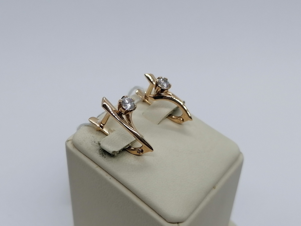 СКМ585 СЕРЬГИ С КАМНЕМ (Au 585)