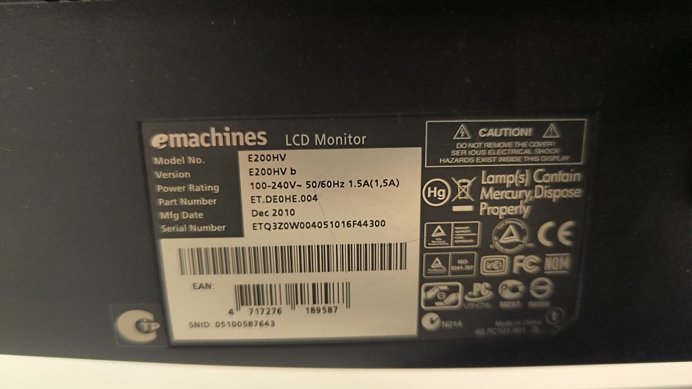 Монитор eMachines E200HV