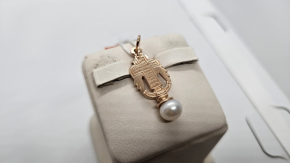 ПОДИКМ585 ПОДВЕСКА ИКОНА С КАМНЕМ (Au 585)