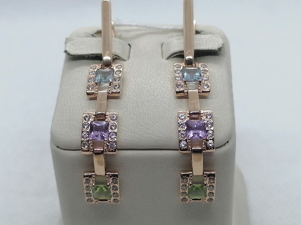 СКМИ585 СЕРЬГИ С КАМНЯМИ (Au 585)