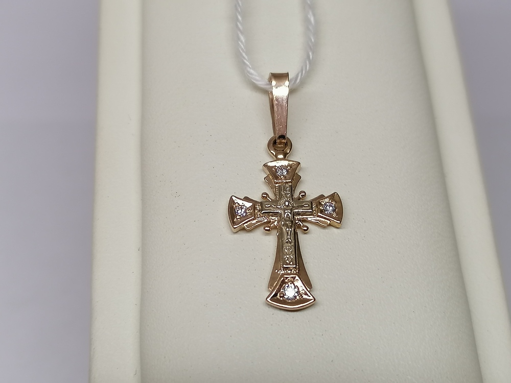ПОДККИ585 ПОДВЕСКА КРЕСТ С КАМНЯМИ (Au 585)