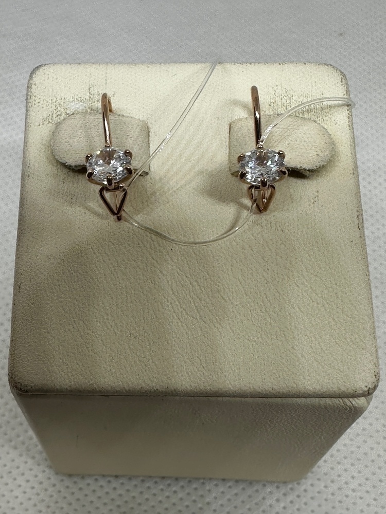 СЕРЬГИ ПЕТЕЛЬКА с камнем (Au 585)