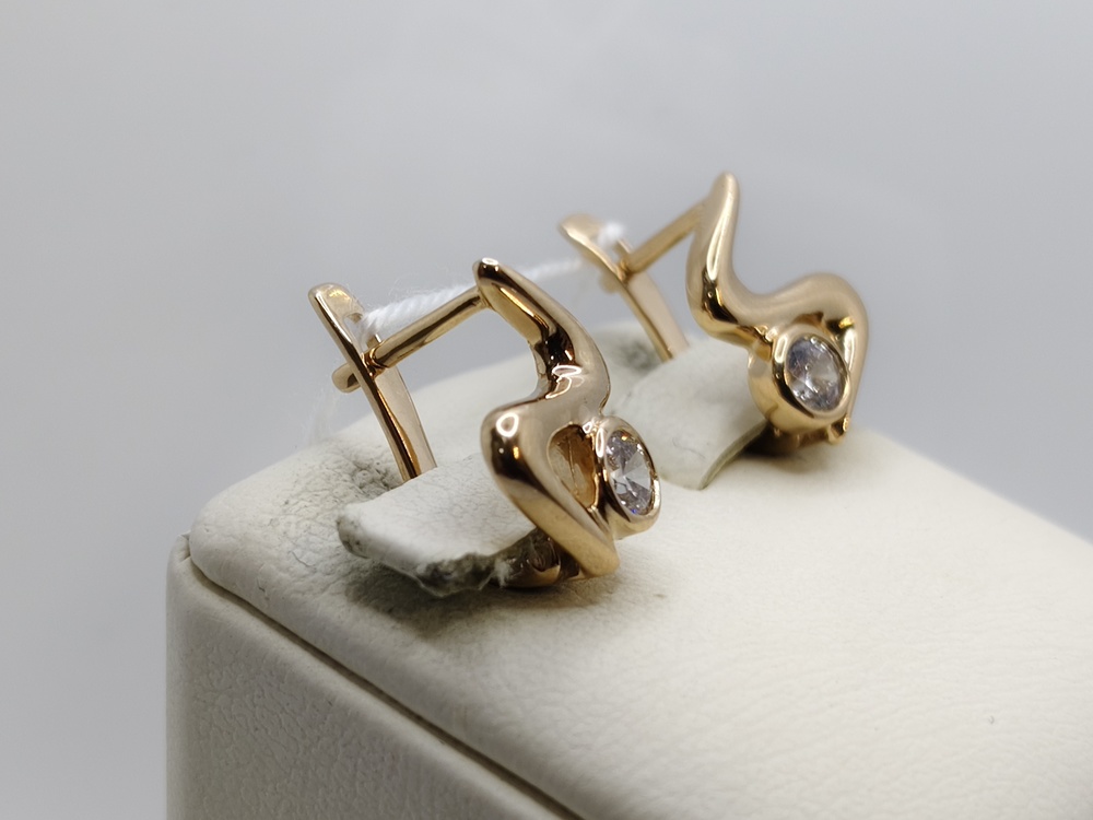 СКМ585 СЕРЬГИ С КАМНЕМ (Au 585)