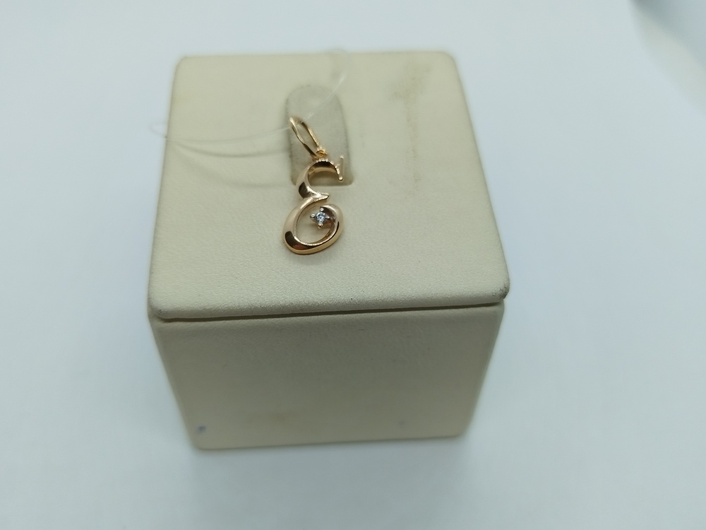 04-63-0282-00 ПОДВЕСКА БУКВА Е с камнем (Au 585)