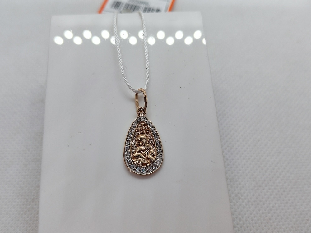 ПОДИКИ585 ПОДВЕСКА ИКОНА С КАМНЯМИ (Au 585)
