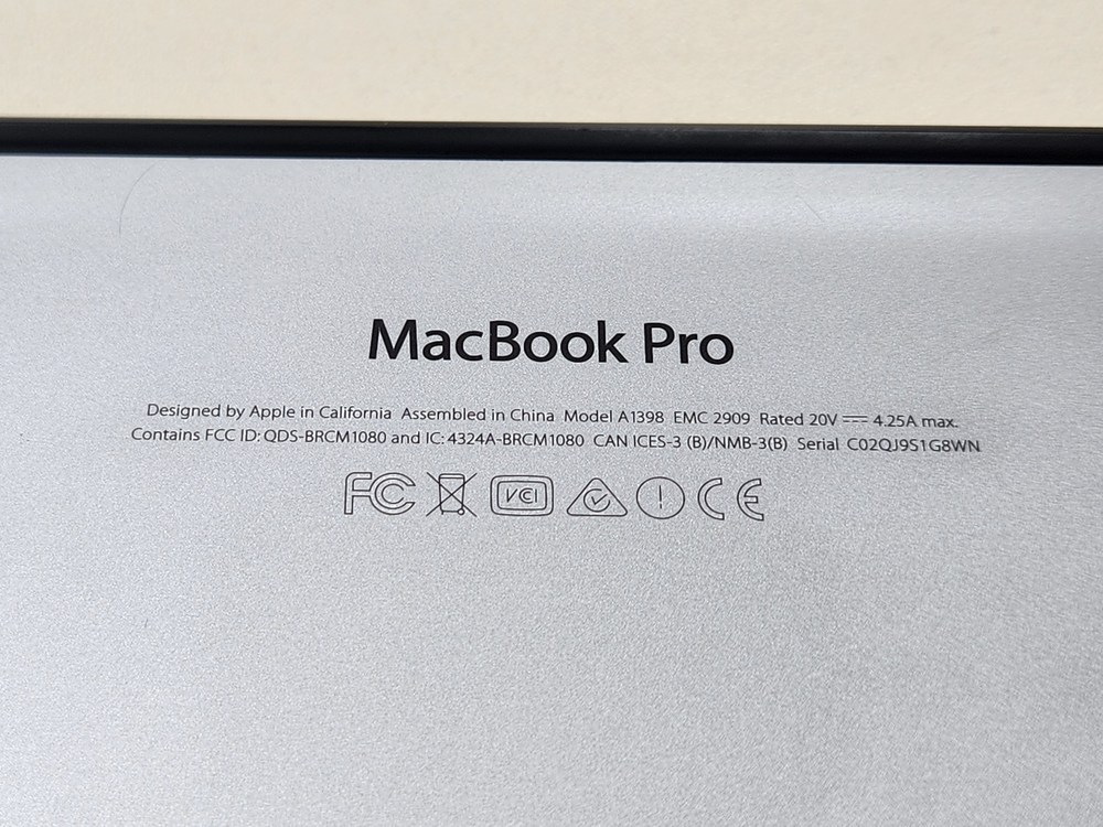 Ноутбук Apple Macbook Pro 15 Retina A1398