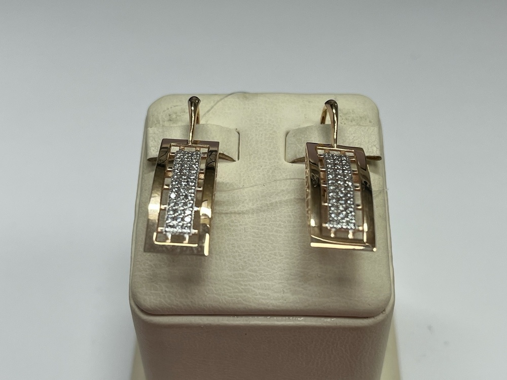 СЕРЬГИ ПЕТЕЛЬКА с камнями (Au 585)