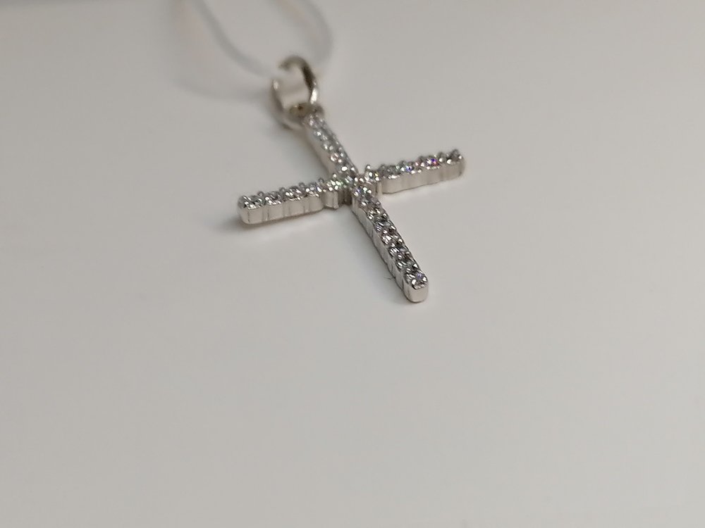 ПОДККИ585 ПОДВЕСКА КРЕСТ С КАМНЯМИ (Au 585)