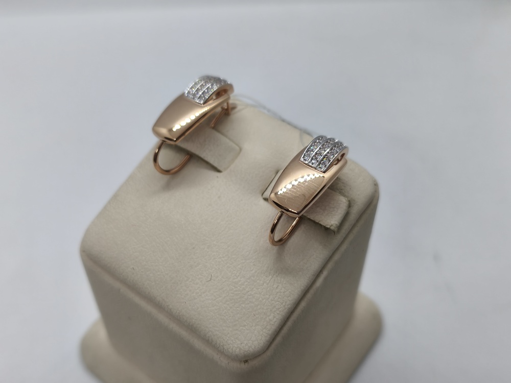 СЕРЬГИ ПЕТЕЛЬКА с камнями (Au 585)