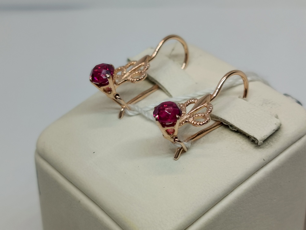 СКМ583 СЕРЬГИ С КАМНЕМ (Au 583)