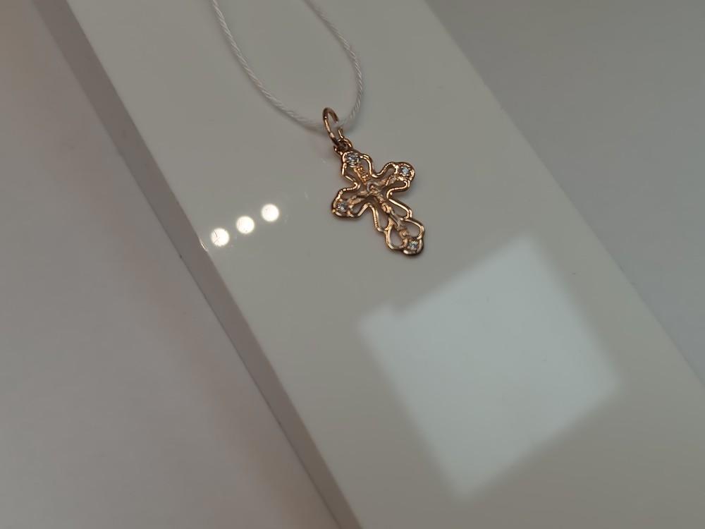 ПОДККИ585 ПОДВЕСКА КРЕСТ С КАМНЯМИ (Au 585)
