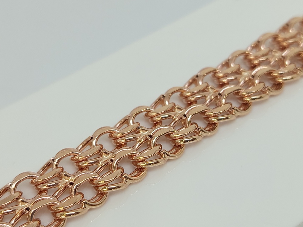 Бисмарк Б100 Двухрядный БРАСЛЕТ ПУСТОТЕЛЫЙ Бисмарк (Au 585)