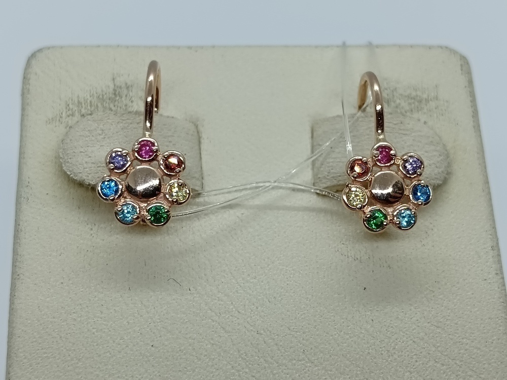 СЕРЬГИ ПЕТЕЛЬКА с камнями (Au 585)