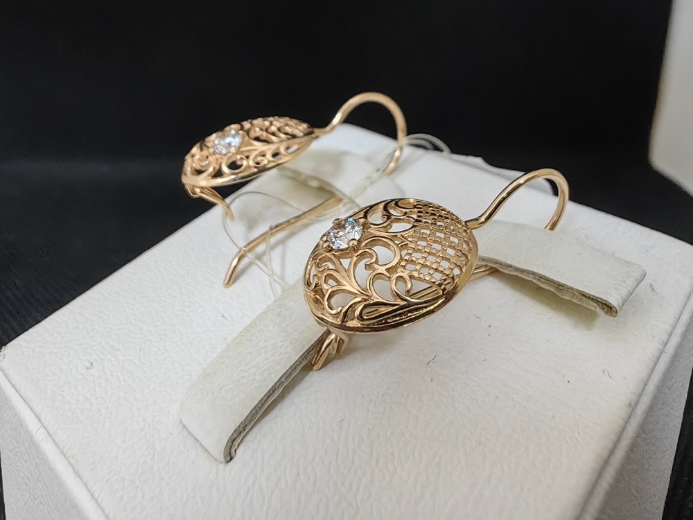 СЕРЬГИ ПЕТЕЛЬКА с камнем (Au 585)