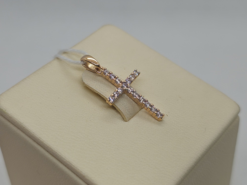 ПОДККИ585 ПОДВЕСКА КРЕСТ С КАМНЯМИ (Au 585) ПОДККИ585 ПОДВЕСКА КРЕСТ С КАМНЯМИ (Au 585)