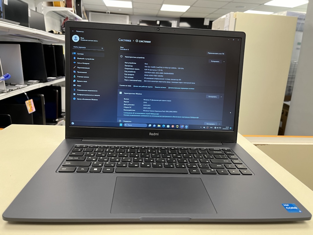 Ноутбук Xiaomi RedmiBook 15; I3-1115G4, Intel UHD Graphics, 8 Гб, 256 Гб, Нет