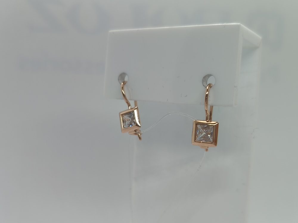 СЕРЬГИ ПЕТЕЛЬКА с камнем (Au 585)