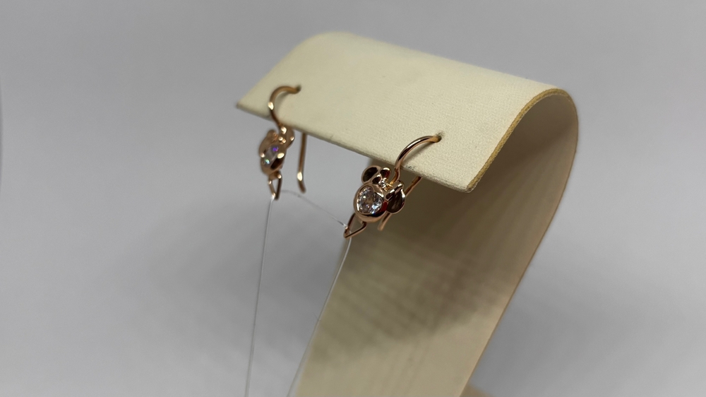 СЕРЬГИ ПЕТЕЛЬКА с камнем (Au 585)