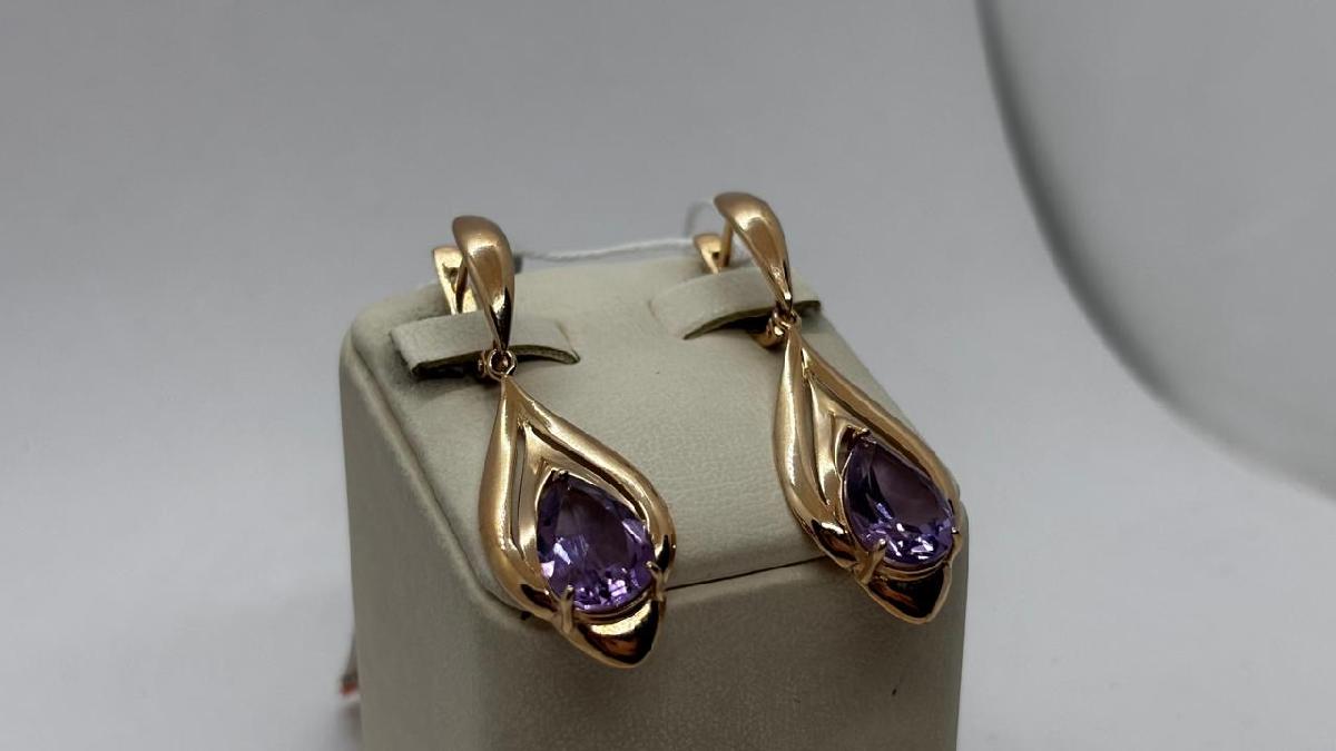 СКМ585 СЕРЬГИ С КАМНЕМ (Au 585)