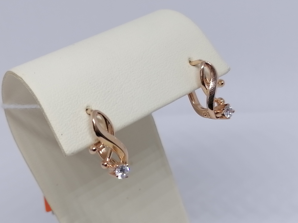 СКМ585 СЕРЬГИ С КАМНЕМ (Au 585)