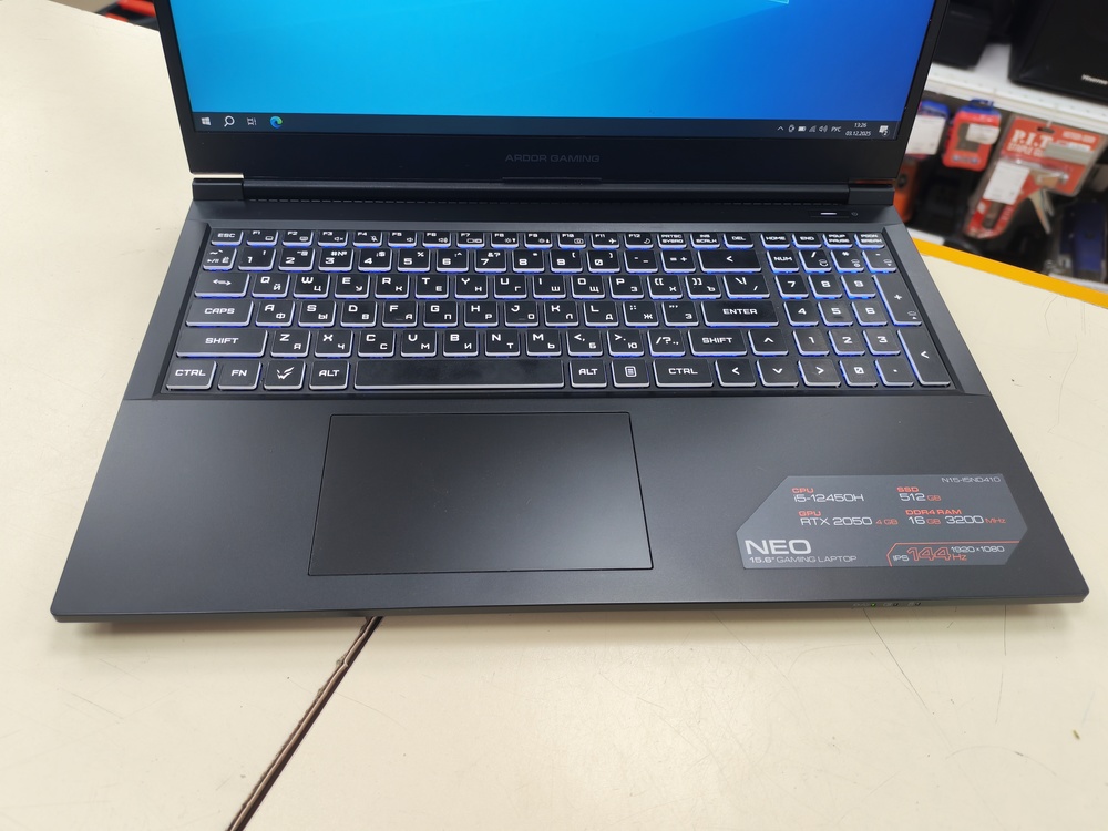 Ноутбук ARDOR Gaming; Core I5-12450H, GeForce RTX 2050, 16 Гб, 512 GB, Нет