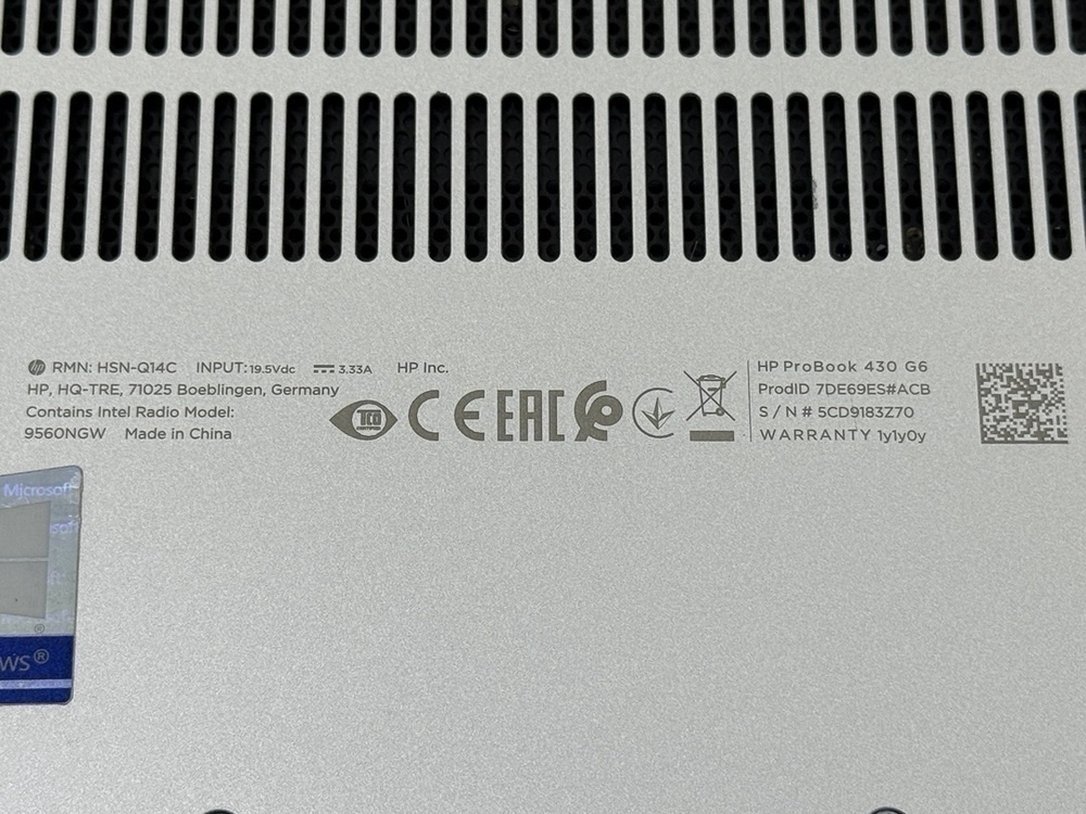 Ноутбук HP; Core i5-8265U, Intel UHD Graphics, 8 Гб, 120 Гб, Нет