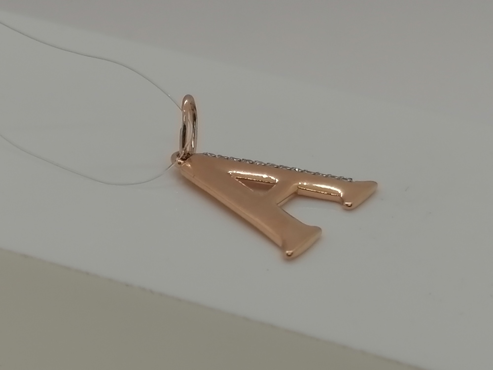 ПОДВЕСКА БУКВА А с камнями (Au 585)