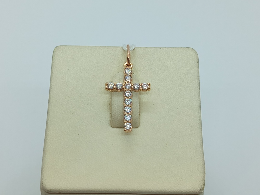 ПОДККИ585 ПОДВЕСКА КРЕСТ С КАМНЯМИ (Au 585)