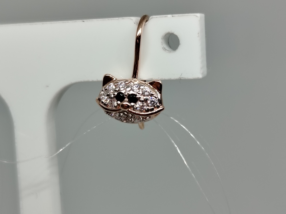 СЕРЬГИ ПЕТЕЛЬКА с камнями (Au 585)