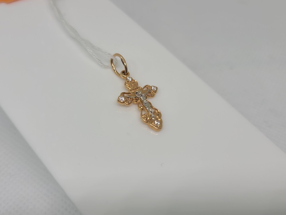 ПОДВЕСКА КРЕСТ С КАМНЯМИ (Au 585)