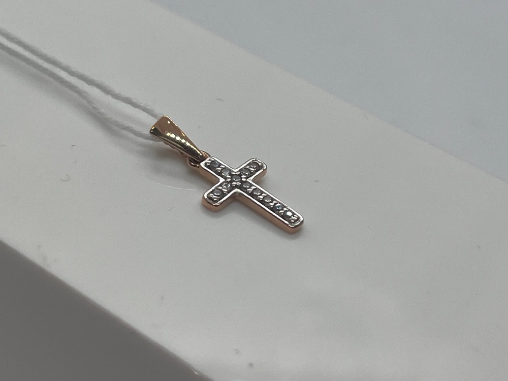 ПОДККИ585 ПОДВЕСКА КРЕСТ С КАМНЯМИ (Au 585)