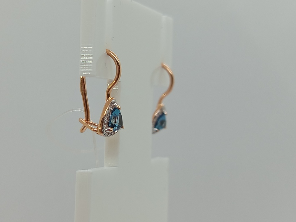 СЕРЬГИ ПЕТЕЛЬКА с камнями (Au 585)