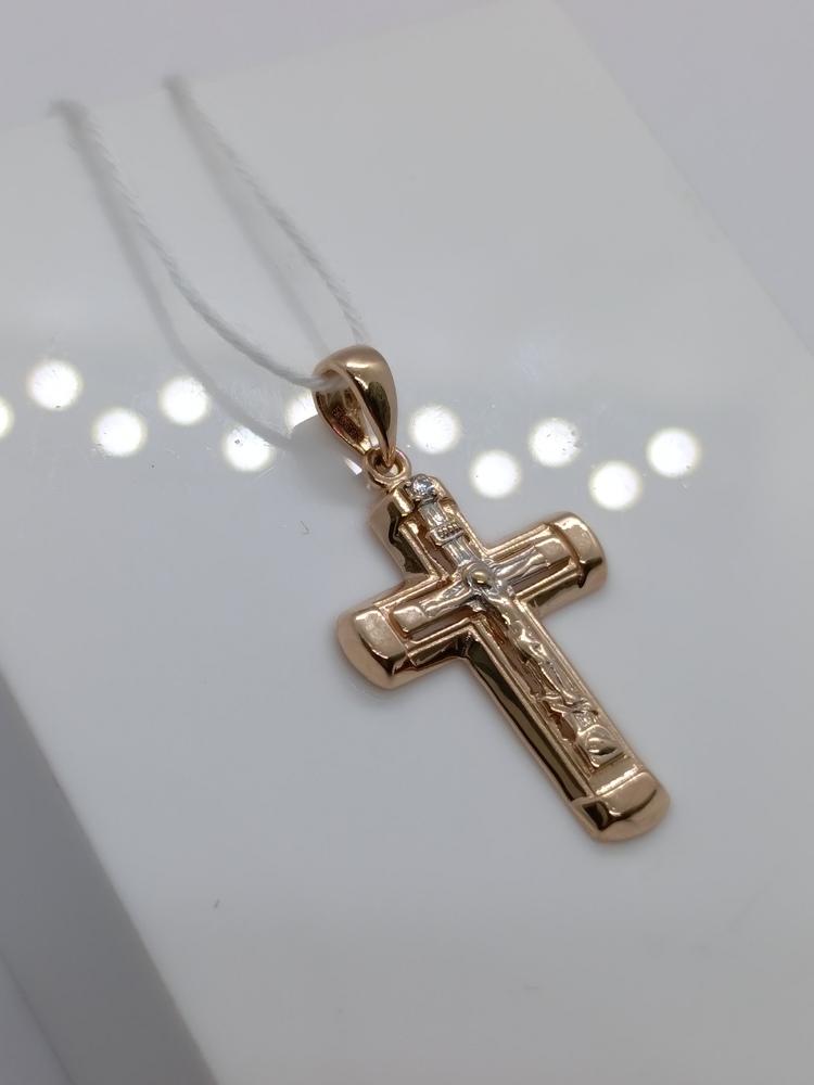 ПОДВЕСКА КРЕСТ С КАМНЕМ (Au 585)