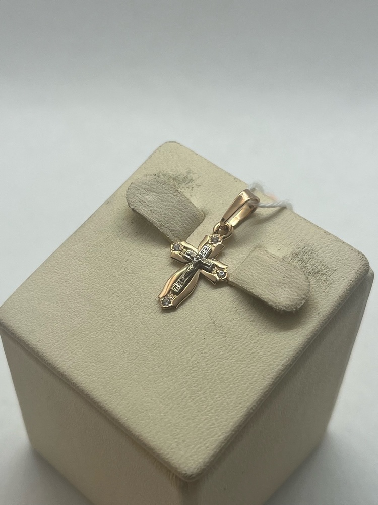 ПОДККИ585 ПОДВЕСКА КРЕСТ С КАМНЯМИ (Au 585)