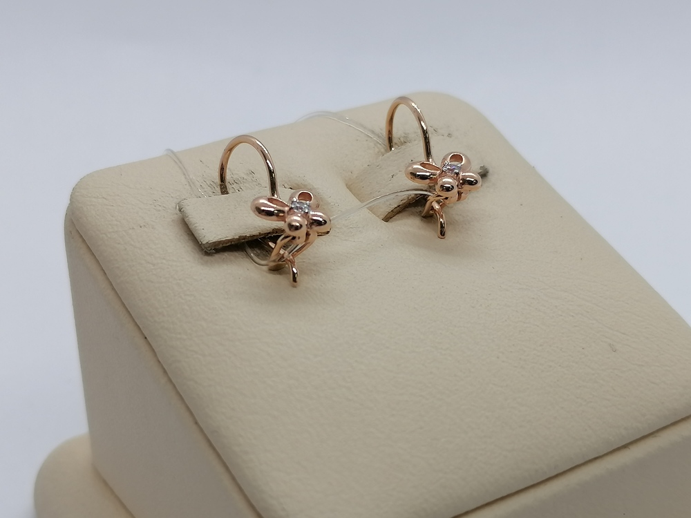 02-3883 СЕРЬГИ ПЕТЕЛЬКА с камнем (Au 585)