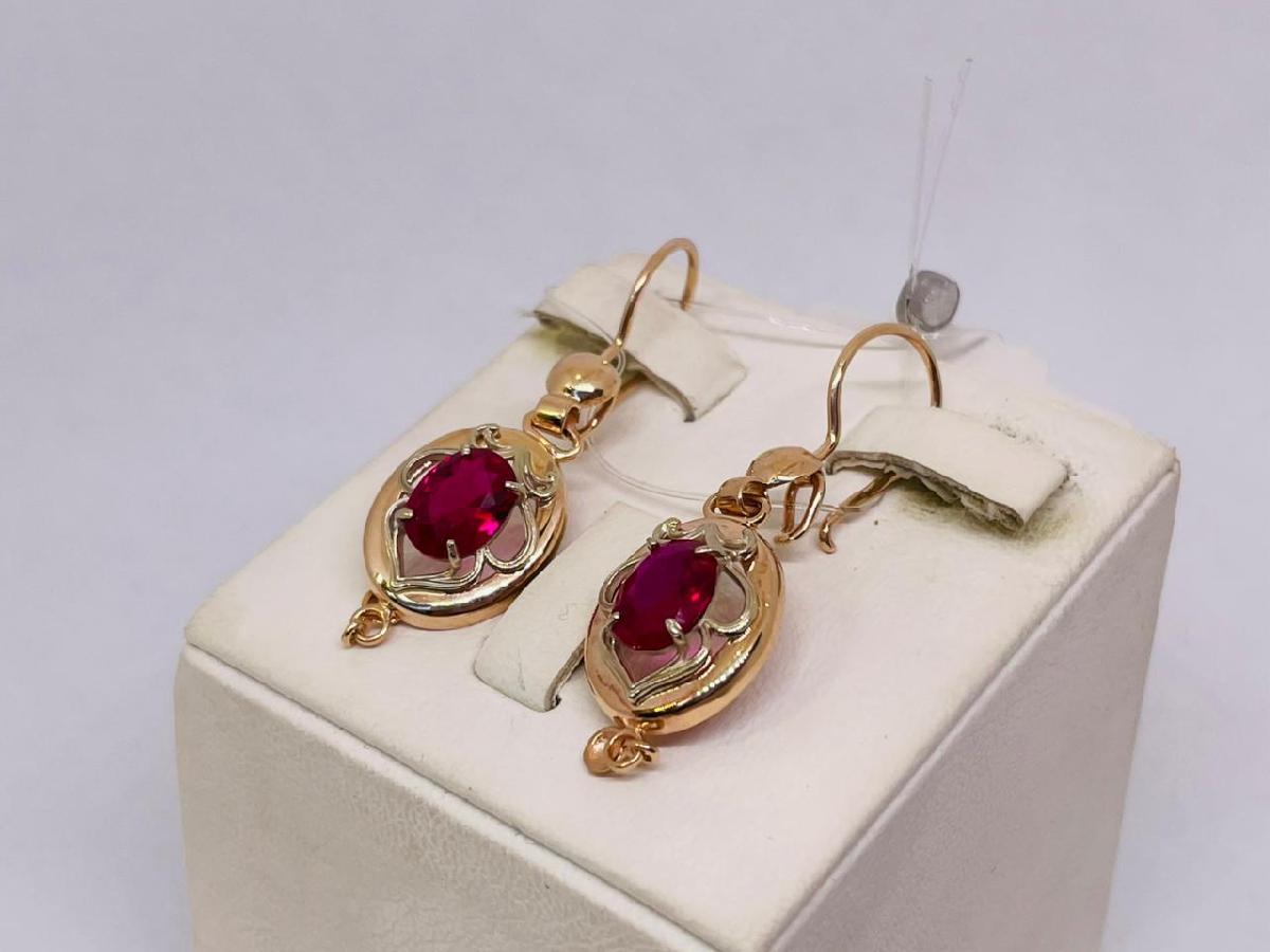 С-216м_au СЕРЬГИ С КАМНЕМ (Au 585)