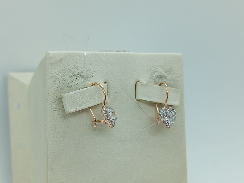 СЕРЬГИ ПЕТЕЛЬКА с камнями (Au 585)