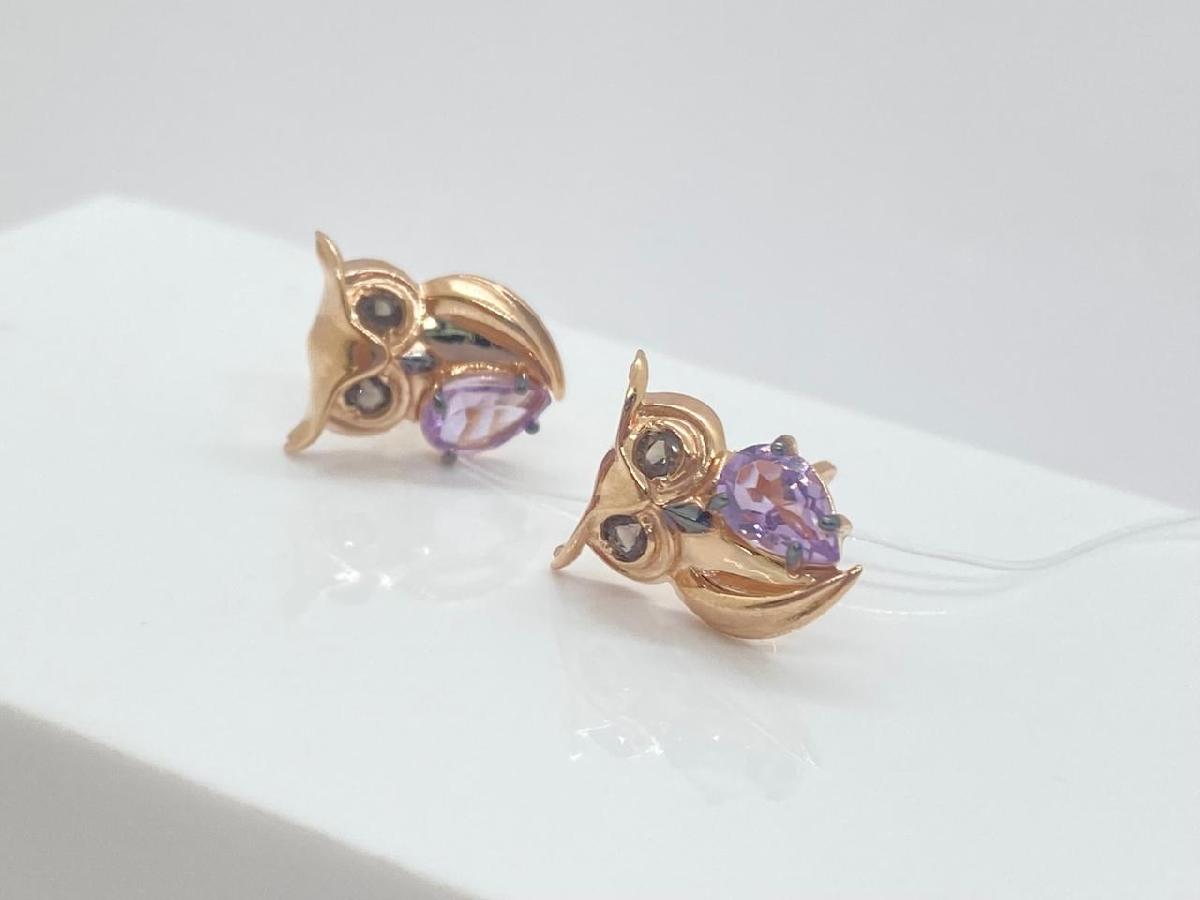 СЕРЬГИ ПУСЕТЫ аметист (Au 585)