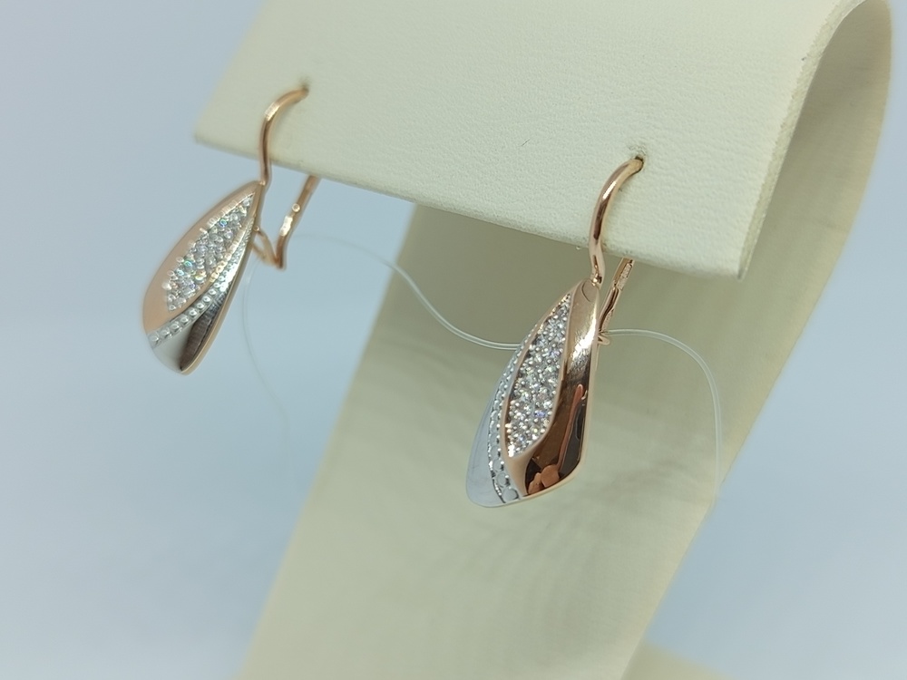 СЕРЬГИ ПЕТЕЛЬКА с камнями (Au 585)