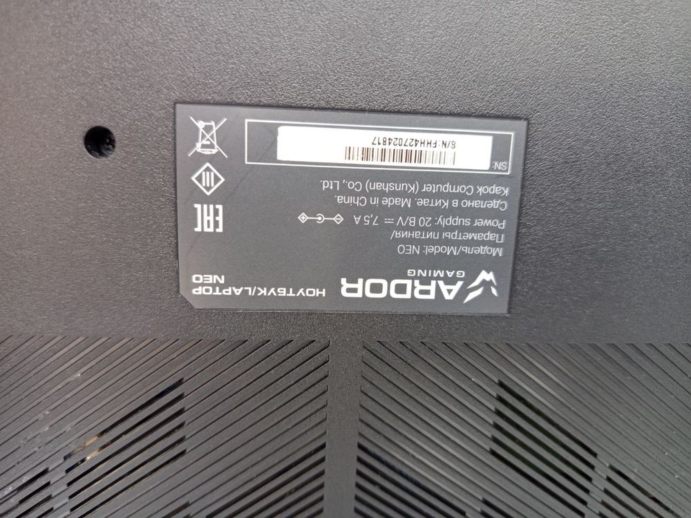 Ноутбук ARDOR Gaming; Core I5-12450H, GeForce RTX 3050, 16 Гб, 512 GB, Нет
