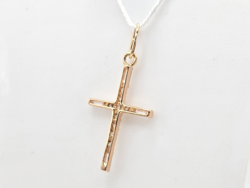 ПОДККИ585 ПОДВЕСКА КРЕСТ С КАМНЯМИ (Au 585)