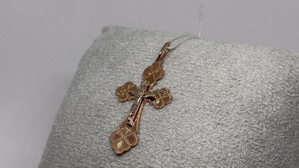 ПОДКБК585 ПОДВЕСКА КРЕСТ БЕЗ КАМНЯ (Au 585)