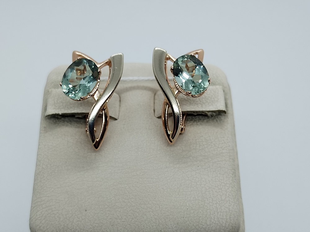 СКМ585 СЕРЬГИ С КАМНЕМ (Au 585)